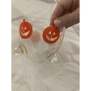 Clear Glass Candy Dish With Jack O Lanterns Retro Atomic Shape